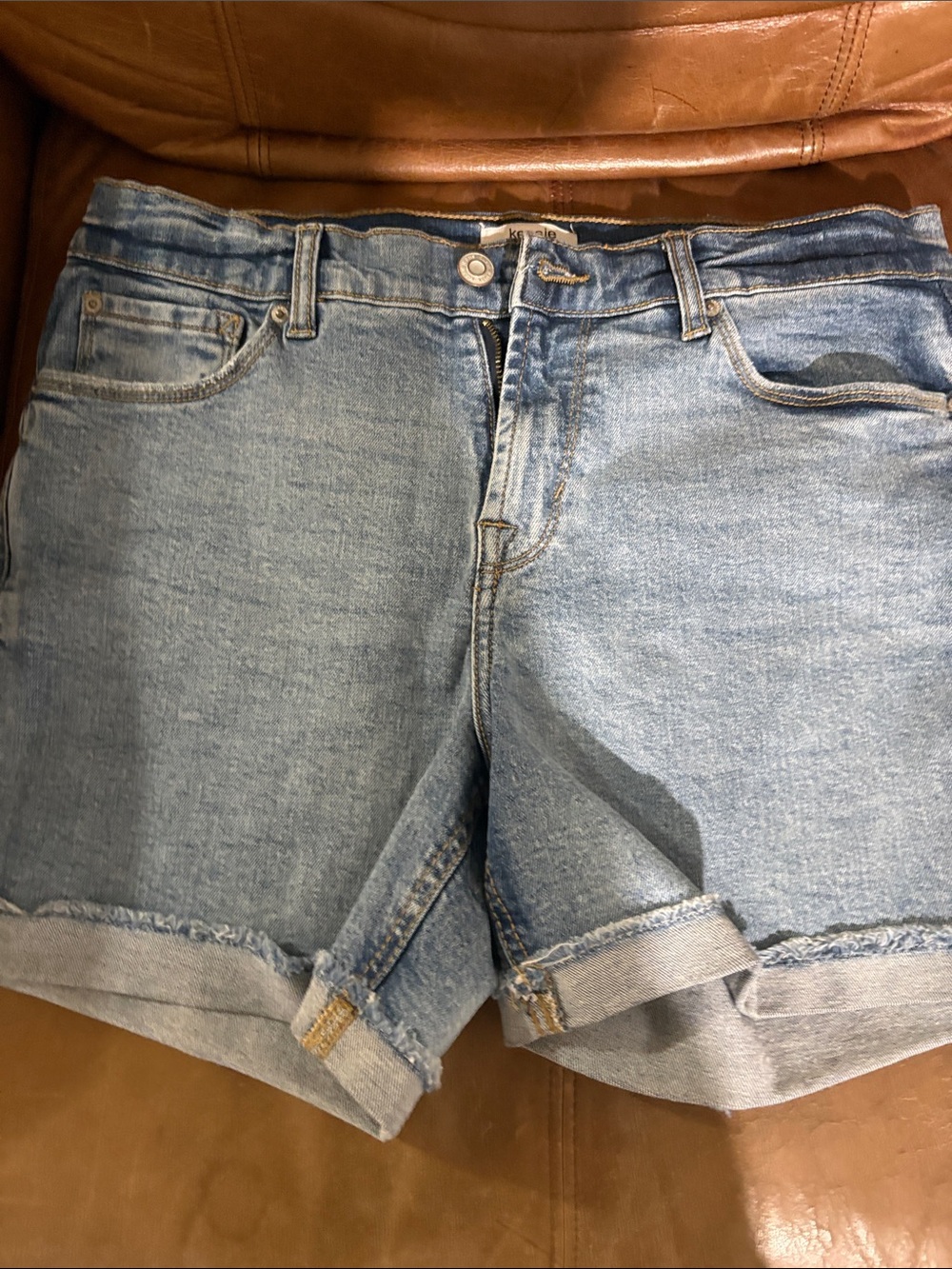 Kensie Light Blue Rolled Hem Denim Shorts